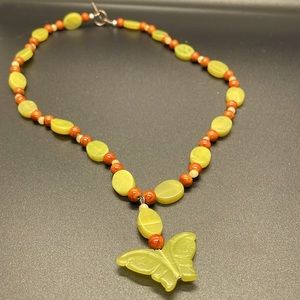 Vintage Jade Butterfly Necklace